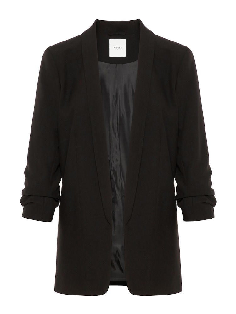 Pieces Black Petite Relaxed Ruched Sleeve Workwear Blazer - Image 5 of 5