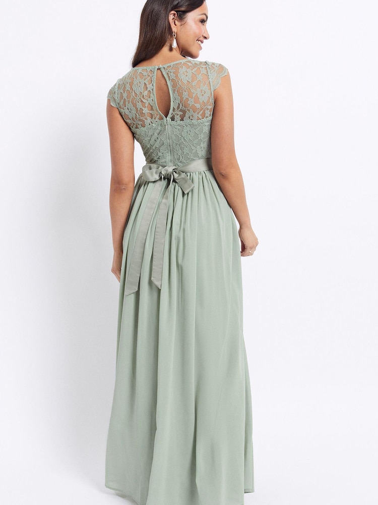 Maya Green Lace Top Chiffon Maxi Dress - Image 2 of 4 Maya Green Lace Top Chiffon Maxi Dress - Image 2 of 4