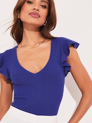 Lipsy Stricktop mit Flatterärmeln und V-Ausschnitt - Bild 1 von 4