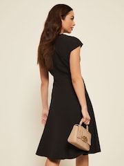 Friends Like These Black Petite Tailored Fit and Flare Short Sleeve Skater Dress - Image 2 of 4