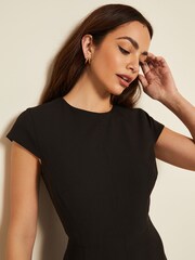 Friends Like These Black Fit and Flare Cap Sleeve Tailored Dress - Image 4 of 4