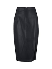 Pour Moi Black Elise Faux Leather Midi Pencil Skirt - Image 2 of 3