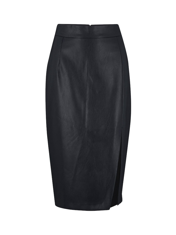 Pour Moi Black Elise Faux Leather Midi Pencil Skirt - Image 2 of 3