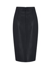 Pour Moi Black Elise Faux Leather Midi Pencil Skirt - Image 3 of 3