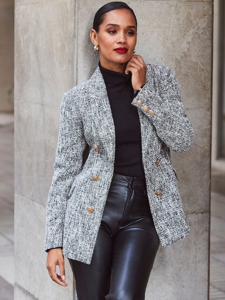 Sosandar Black Formal Boucle Blazer - Image 1 of 5
