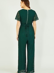Yumi Emerald Green Lace Jumpsuit - Image 4 of 5
