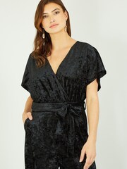 Yumi Black Velvet Kimono Sleeve Jumpsuit - Image 2 of 5