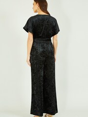 Yumi Black Velvet Kimono Sleeve Jumpsuit - Image 4 of 5