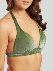 South Beach Green Metallic Moulded Cup Crochet Bikini Set - Image 5 of 6