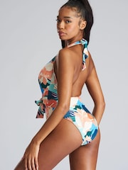 South Beach Blue Plunge Wrap Swimsuit - Image 4 of 5