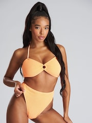 South Beach Orange Textured Bandeau Bikini Set - Image 1 of 5