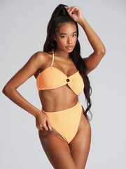 South Beach Orange Textured Bandeau Bikini Set - Image 2 of 5