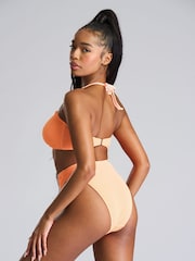 South Beach Orange Textured Bandeau Bikini Set - Image 4 of 5