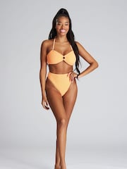 South Beach Orange Textured Bandeau Bikini Set - Image 5 of 5