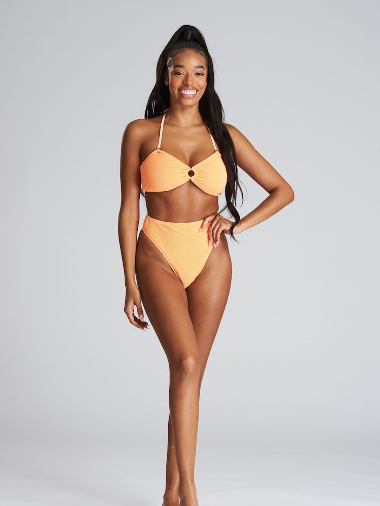 South Beach Orange Textured Bandeau Bikini Set - Image 5 of 5