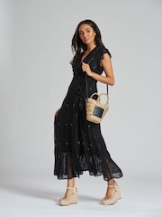 South Beach Black Sequin Detail Midi Dress - Image 1 of 5