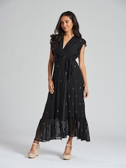 South Beach Black Sequin Detail Midi Dress - Image 2 of 5