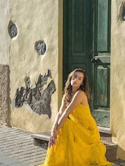 South Beach Yellow Sequin Detail Strappy Maxi Dress - Image 2 of 5