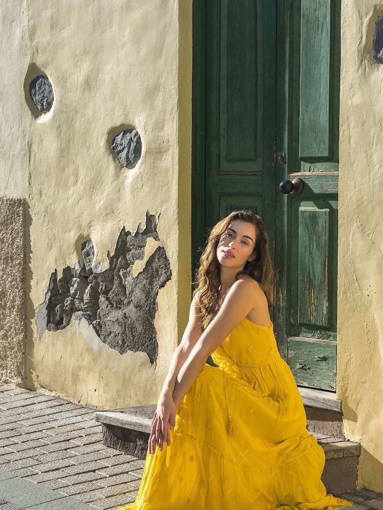 South Beach Yellow Sequin Detail Strappy Maxi Dress - Image 2 of 5