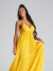 South Beach Yellow Sequin Detail Strappy Maxi Dress - Image 3 of 5