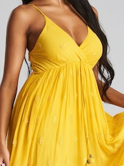 South Beach Yellow Sequin Detail Strappy Maxi Dress - Image 4 of 5