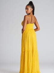 South Beach Yellow Sequin Detail Strappy Maxi Dress - Image 5 of 5