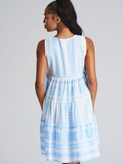 South Beach Blue Jacquard Sleevelsss Summer Dress - Image 5 of 5