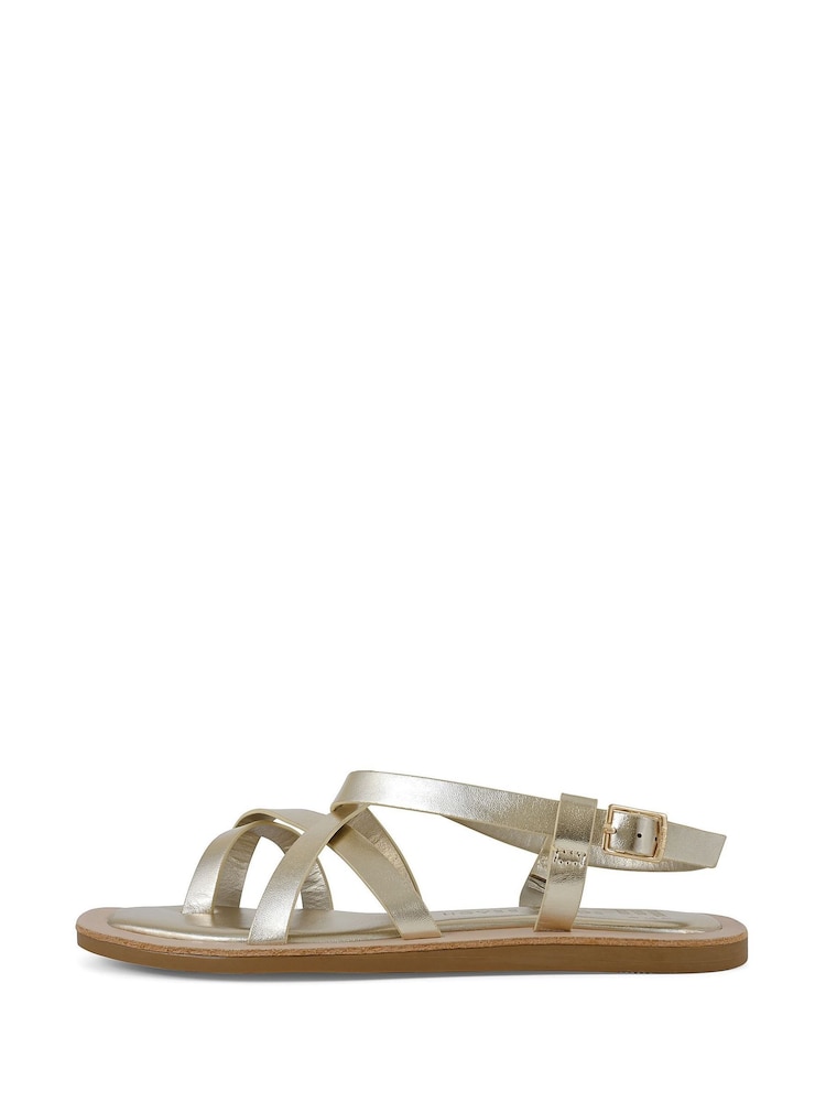 South Beach Gold Strappy Sandal with Padded Sole - Image 1 of 3