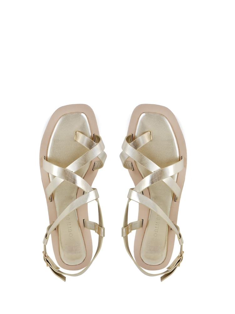 South Beach Gold Strappy Sandal with Padded Sole - Image 2 of 3
