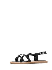 South Beach Black Strappy Sandal with Padded Sole - Image 1 of 4