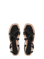 South Beach Black Strappy Sandal with Padded Sole - Image 3 of 4