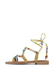 South Beach Neutral Multi Beaded Strappy Sandal - Image 2 of 4
