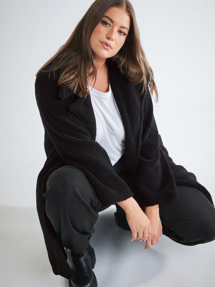 Yours Curve Black Luxury Faux Fur Jacket - Image 1 of 4