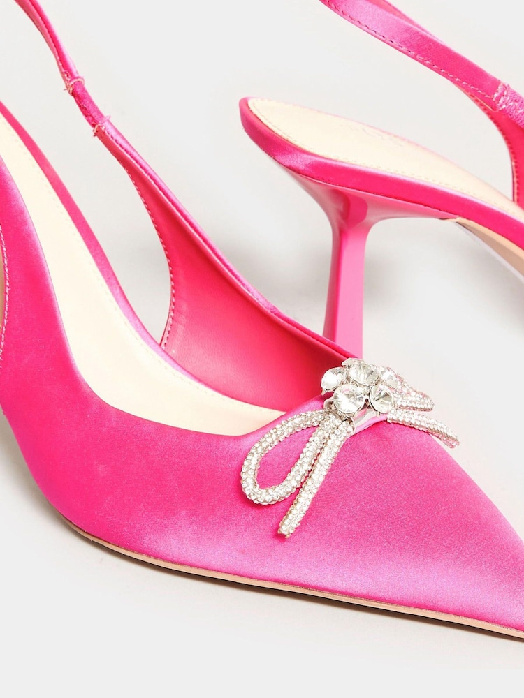 Long Tall Sally Pink Diamante Slingback Court - Image 5 of 5