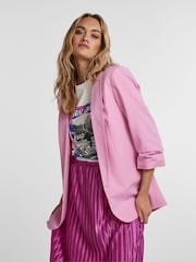 Pieces Pastel Pink Relaxed Ruched Sleeve Workwear Blazer - Image 2 of 5