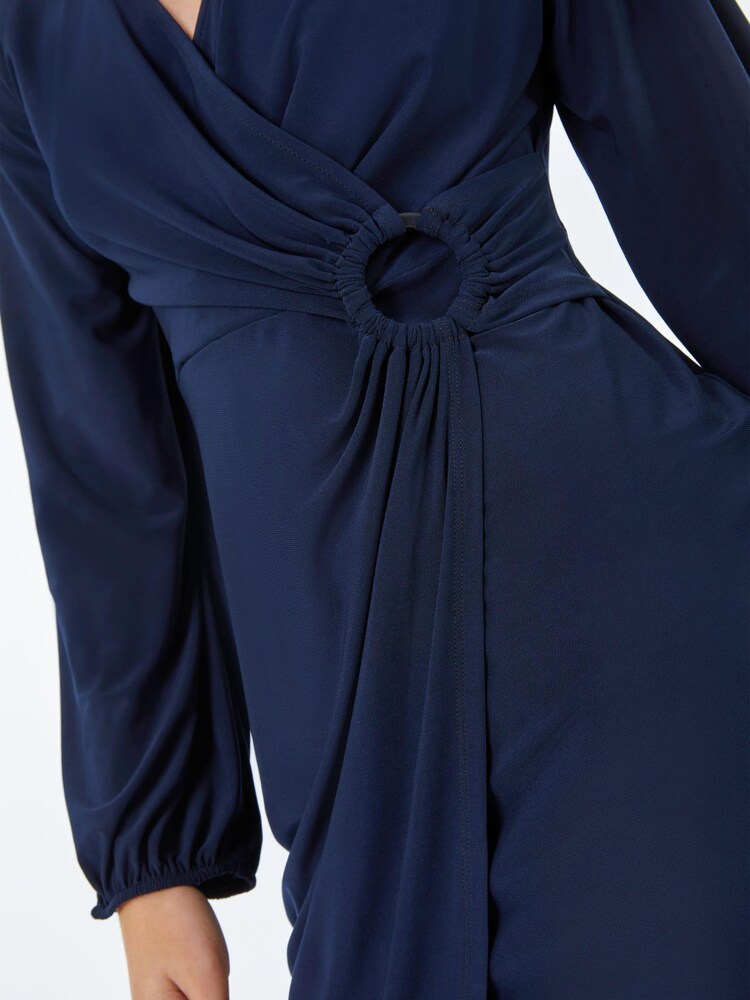 Dusk Blue Swirl Print Ring Buckle Wrap Dress - Image 5 of 5