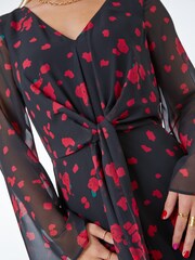 Dusk Red Rose Print Chiffon Midi Dress - Image 5 of 5