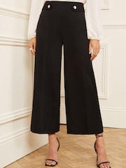 Love & Roses Black Button Detail Culotte Trousers - Image 1 of 4