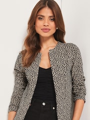 Lipsy Leopard Cropped Long Sleeve Blazer - Image 1 of 4