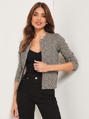 Lipsy Leopard Cropped Long Sleeve Blazer - Image 3 of 4