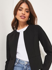 Lipsy Black Cropped Collarless Blazer Jacket - Image 1 of 4