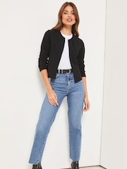Lipsy Black Cropped Collarless Blazer Jacket - Image 3 of 4