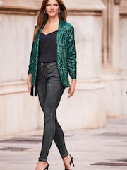 Sosandar Green Sequin Blazer - Image 1 of 5