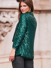 Sosandar Green Sequin Blazer - Image 3 of 5