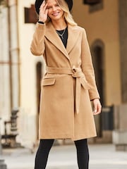 Sosandar Neutral Belted Formal Coat - Image 6 of 6
