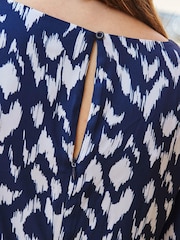 Sosandar Blue Ruffle Hem Shift Dress - Image 4 of 5