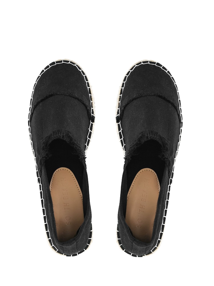 South Beach Black Frayed Espadrille - Image 3 of 4