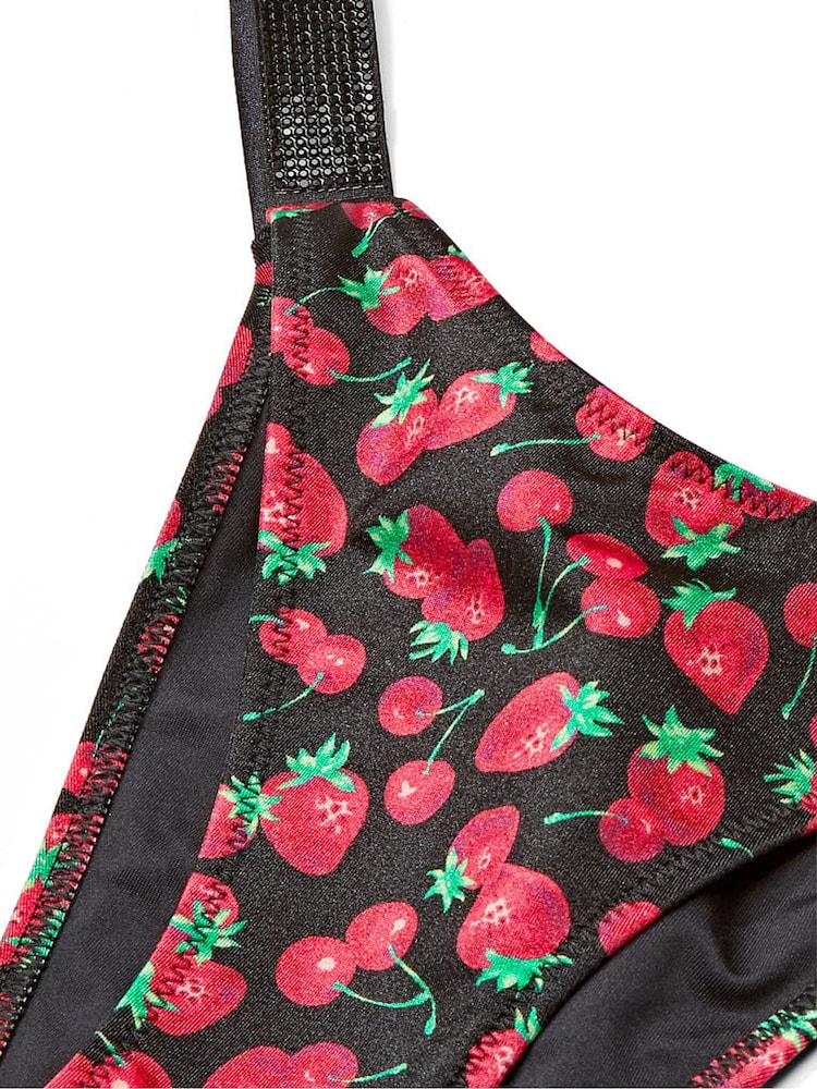 Victoria's Secret Black Sweet Berries Thong Swim Bikini Bottom - Image 4 of 4