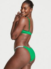 Victoria's Secret Verdant Green Brazilian Shine Strap Swim Bikini Bottom - Image 2 of 4