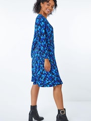 Roman Blue & Black Petite Petite Animal Stretch Wrap Dress - Image 3 of 5